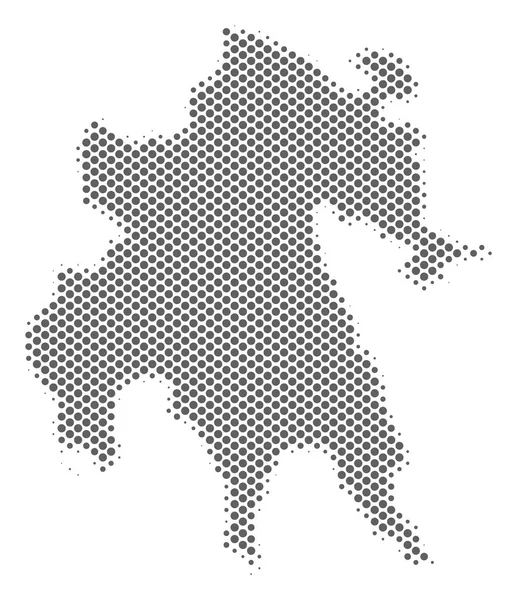 Carte de la péninsule du Péloponnèse d'argent Halftone — Image vectorielle