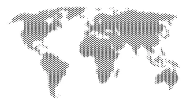 Halftone zilveren wereldkaart — Stockvector