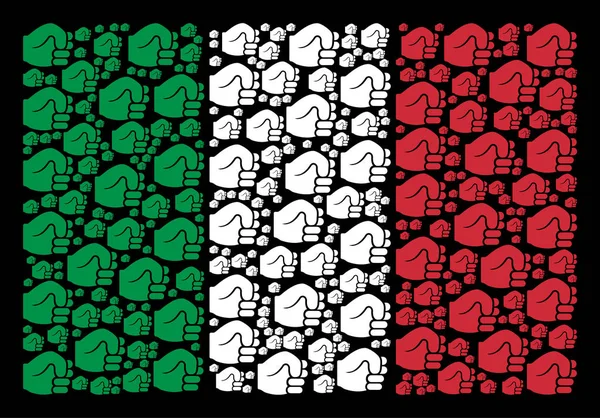 Italian Flag Pattern of Fist Icons — Stock Vector
