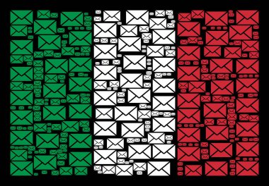 İtalyan bayrağı kolaj posta zarf simgeleri