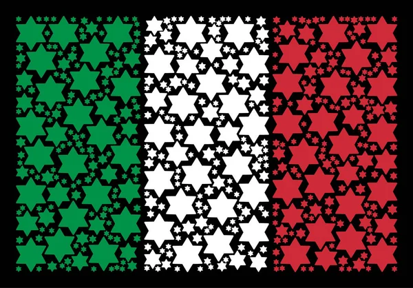 意大利国旗镶嵌六尖星图标 — 图库矢量图片
