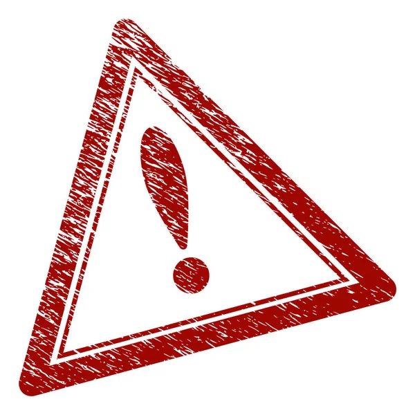 Selo de carimbo de triângulo de advertência texturizado riscado — Vetor de Stock