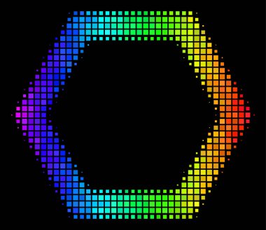 Renkli noktalı kontur altıgen simgesi