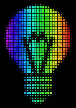 Spektral renkli elektrikli ampul simgesi noktalı