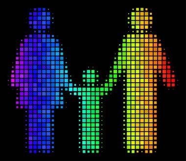 Gökkuşağı piksel Aile çocuk simgesi