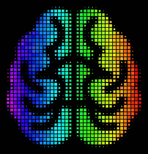 Spectral Colored Dotted Brain Icon — Stock Vector