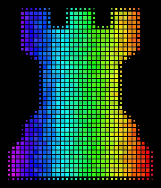 스펙트럼 색 점선 체스 타워 아이콘 — 스톡 벡터