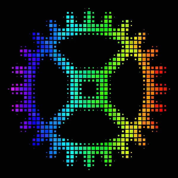 Spectral colorate Pixel Clock Gear Icon — Vector de stoc