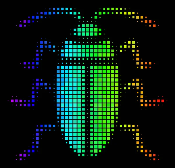 Rainbow Pixel Cockroach Icon — Stock Vector