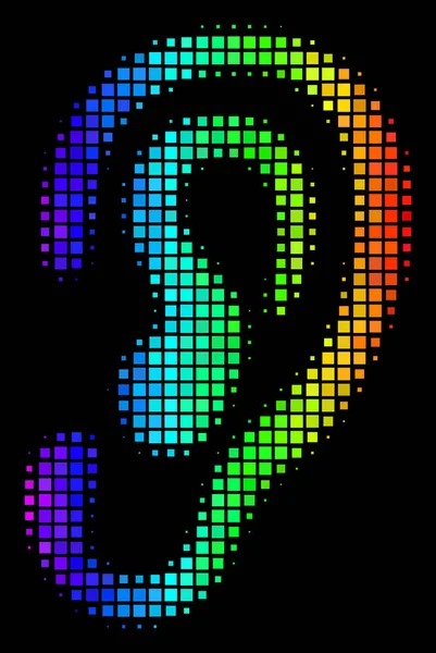 Icono del oído del arco iris Pixel — Vector de stock