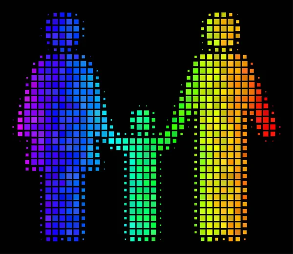Icono del niño de la familia del arco iris Pixel — Archivo Imágenes Vectoriales