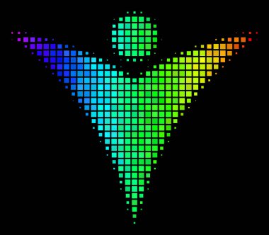 Parlak piksel fütüristik adam simgesi