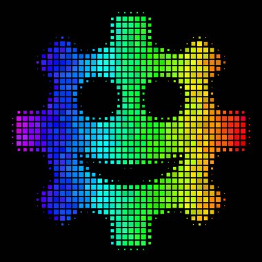 Spektral renkli piksel dişli bir gülümseme Smiley simgesini