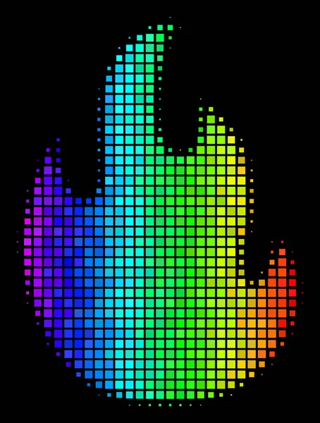 Icono de llama de fuego punteado de color espectral — Vector de stock