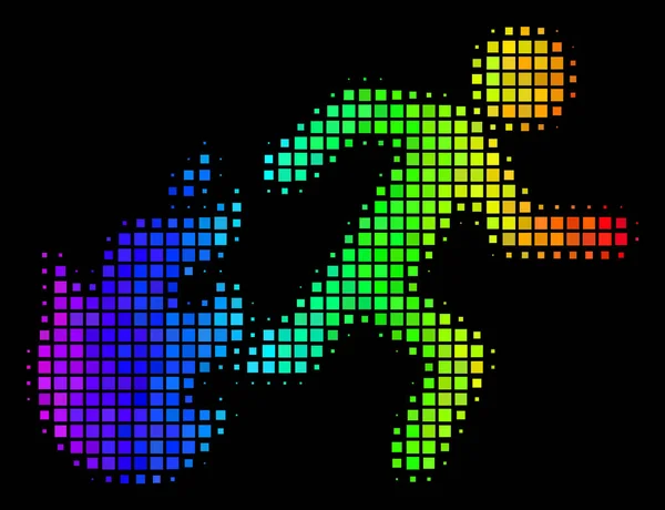 Icona uomo in esecuzione arcobaleno pixel licenziato — Vettoriale Stock