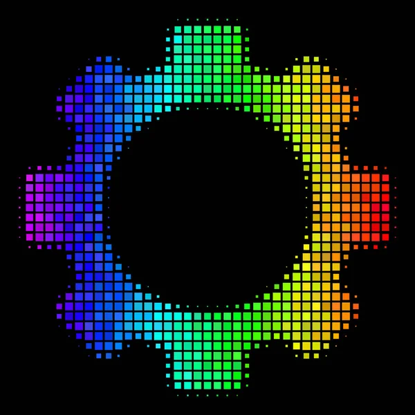 Colored Pixel Gear Icon — Stock Vector