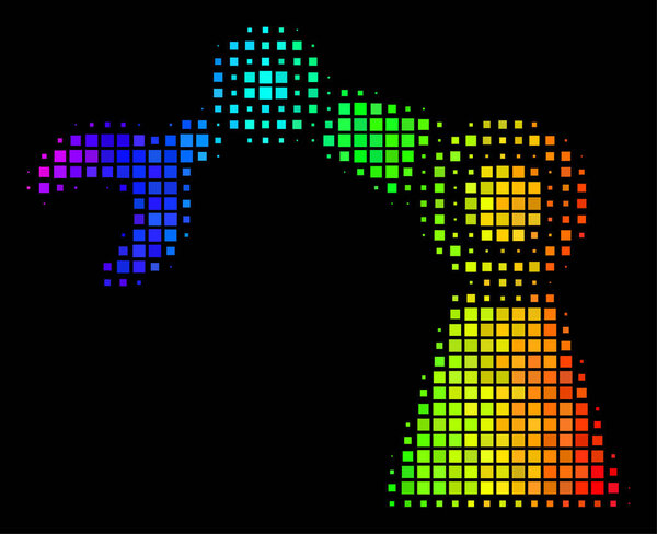 Spectral Colored Pixel Industrial Robot Icon