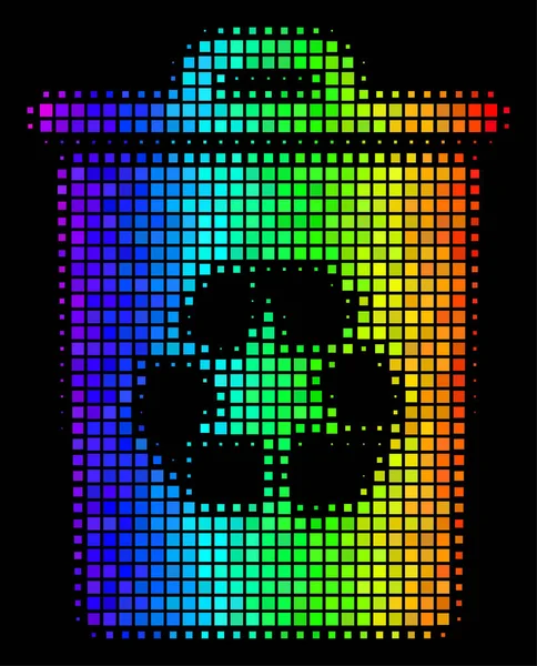 Spektralfarbenes Pixel-Papierkorb-Symbol — Stockvektor