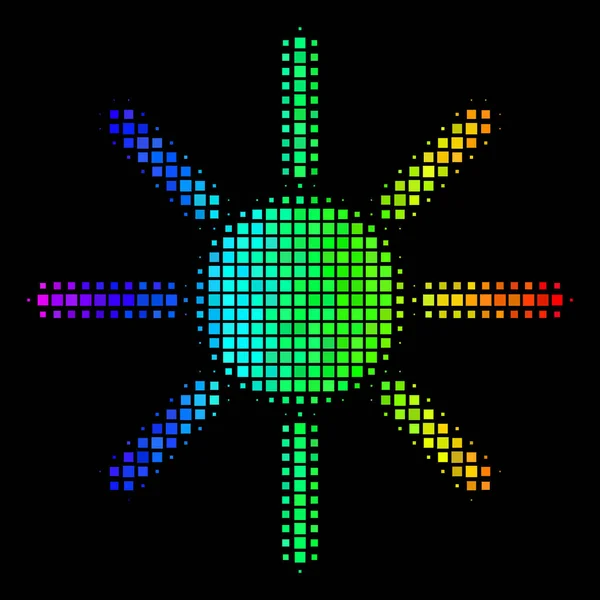 Ícone colorido espectral do sol do pixel — Vetor de Stock