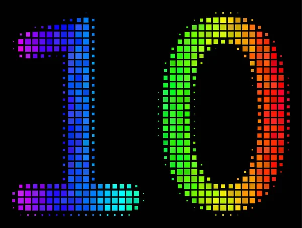 Spectral Colored Dolotted Ten Digits Text Icon — стоковый вектор