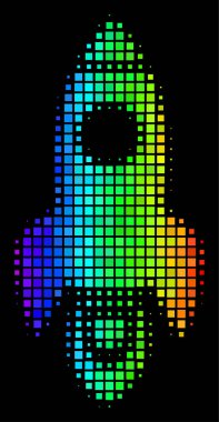 Spektral renkli piksel alanı roket simgesi