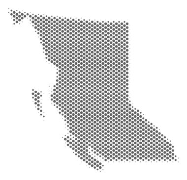 Yarı ton gri British Columbia eyaletinde harita