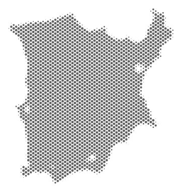 Şematik Koh Samui Haritası. Vektör noktalı resim bölge planı. Gümüş piksel kartografik kavramı. Düzenli küre hücre deseni ile soyut Koh Samui Haritası şeklinde.