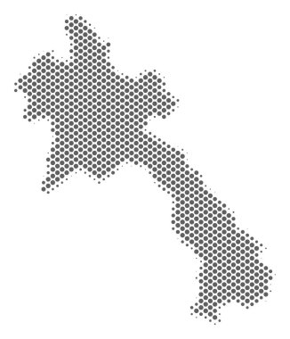 Yarı ton gri Laos Haritası