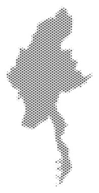 Yarı ton gri Myanmar Haritası