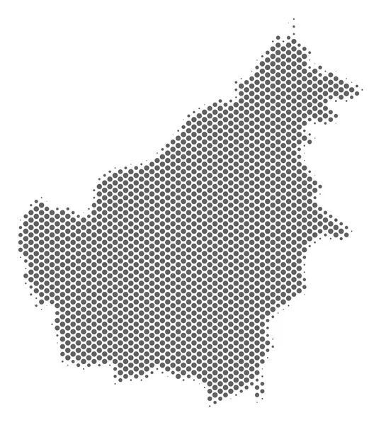 Halftone Grey Borneo Island Mapa — Vector de stock