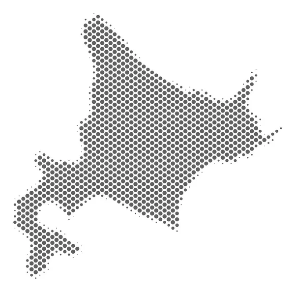 Carte de l'île de Halftone Silver Hokkaido — Image vectorielle