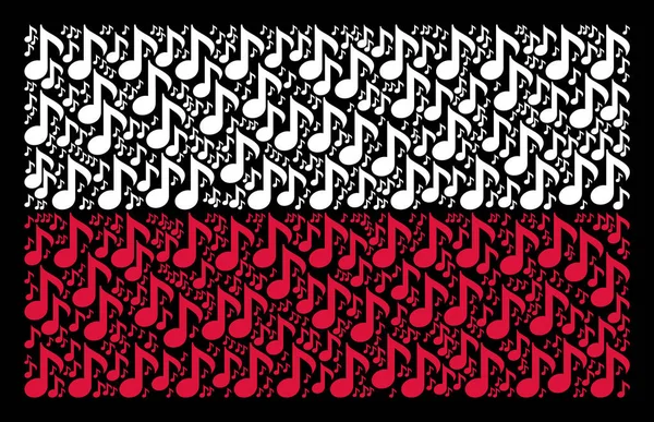 Mosaïque de drapeau polonais des articles de note musicale — Image vectorielle