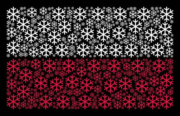 Mosaico de bandera polaca de artículos de copo de nieve — Vector de stock