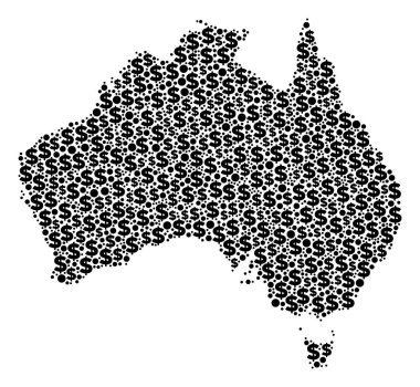 Dolar ve nokta Avustralya harita GSYİH mozaiği