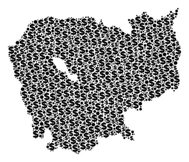 Kamboçya haritası GSYİH kolaj dolar ve daireler