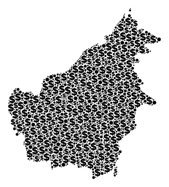 Borneo Adası harita GSYİH kompozisyon dolar ve daireler