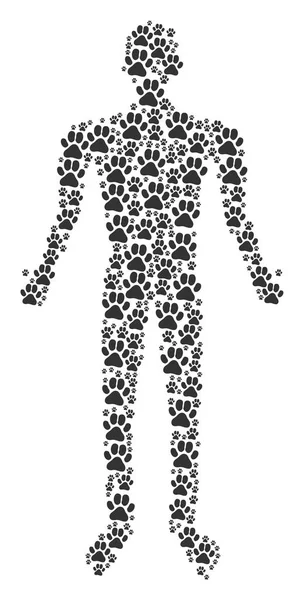 Paw Footprint Man Figure — Stock Vector