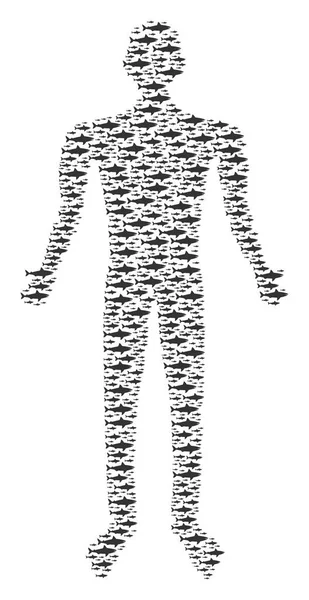 Figura Humana de Tubarão —  Vetores de Stock