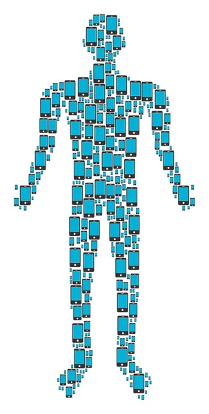 智能手机人的身影 — 图库矢量图片