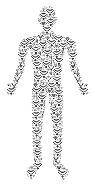 Wi-Fi Source Person Figure — Stock Vector