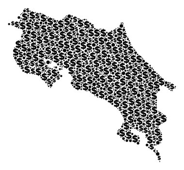 Kosta Rika Haritası GSYİH kolaj dolar ve noktalar