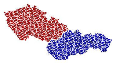 Çekoslovakya harita GSYİH mozaik Doları ve daireler