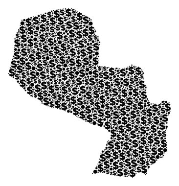 Paraguay harita GSYİH kolaj dolar ve noktalar