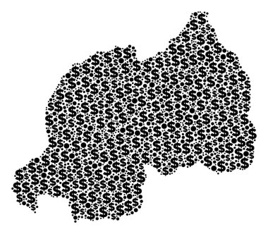 Ruanda Haritası GSYİH mozaik Doları ve noktalar