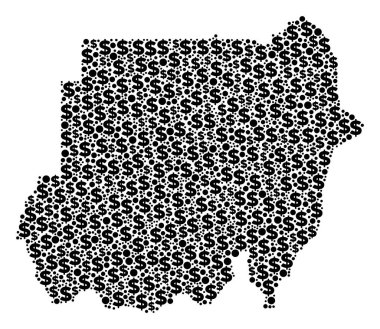 Dolar ve noktalar sudan harita GSYİH mozaiği