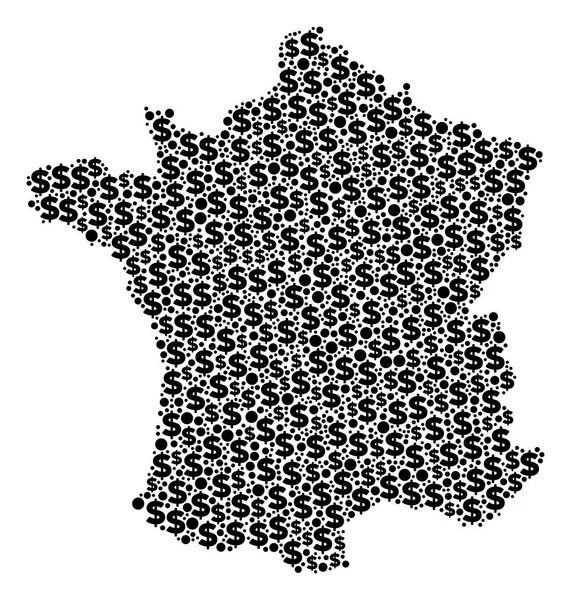 France Map GDP Composition of Dollar and Dots — Stock Vector