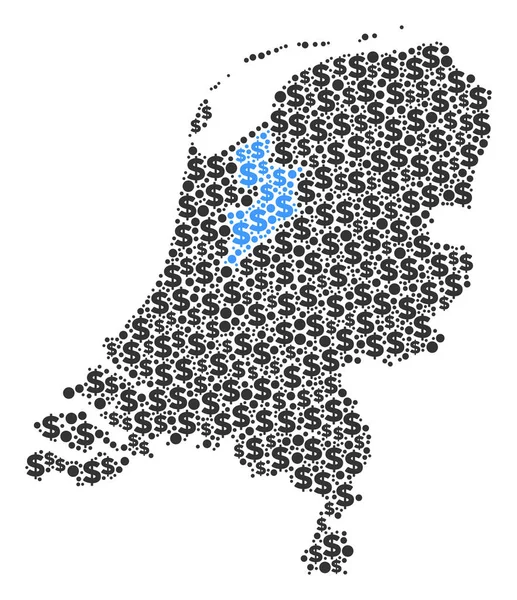 Dolar ve noktalar Hollanda harita GSYİH mozaiği