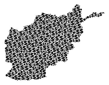 Afganistan harita GSYİH kolaj dolar ve noktalar