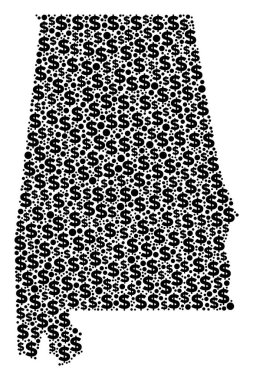 Alabama Eyalet harita GSYİH mozaik Doları ve daireler