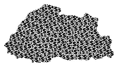 Bhutan Haritası GSYİH mozaik Doları ve daireler